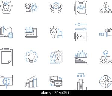 Collection d'icônes de stratégie et de plan. Stratégie, planification, conception, analyse, Aperçu, Scénario, scénario de cours et ensemble de concepts d'illustration Illustration de Vecteur