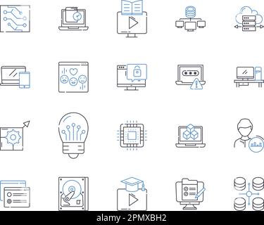 Collection d'icônes de contour d'équipement numérique. Informatique, technologie, électronique, Avatar, réseau, Logiciel, vecteur de gadget et jeu de concepts d'illustration Illustration de Vecteur