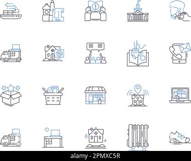 Collection d'icônes représentant la ville et le foyer. Ville, ménage, urbain, habitation, ville, Maison, vecteur de résidence et ensemble de concepts d'illustration. Code Illustration de Vecteur