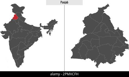 Carte de l'état de l'Inde du Punjab et emplacement sur la carte de l'Inde Illustration de Vecteur