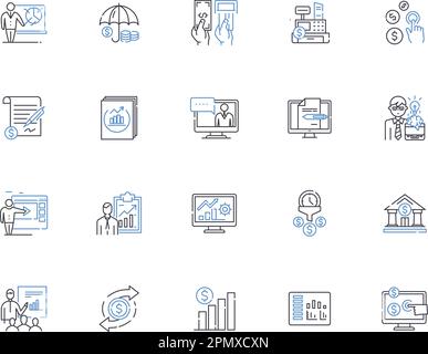 Collection d'icônes de contour comptable. Comptabilité, tenue de livres, réconciliation, budgétisation, audit, Jeu de concepts taxes, vecteur CPA et illustration Illustration de Vecteur