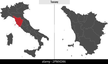 Carte de la province de Toscane de l'Italie et emplacement sur la carte italienne Illustration de Vecteur