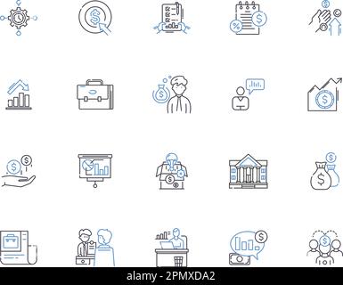 Collection d'icônes de contour comptable. Comptabilité, tenue de livres, réconciliation, budgétisation, audit, Jeu de concepts taxes, vecteur CPA et illustration Illustration de Vecteur