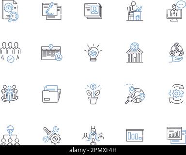 Collection d'icônes de contour de gestion de patrimoine. Patrimoine, gestion, investissement, retraite, planification, Économies, vecteur de portefeuille et concept d'illustration Illustration de Vecteur