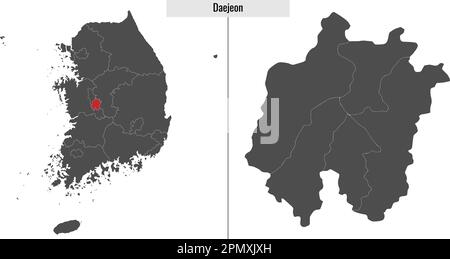 Carte de l'état de Daejeon en Corée du Sud et emplacement sur la carte coréenne Illustration de Vecteur