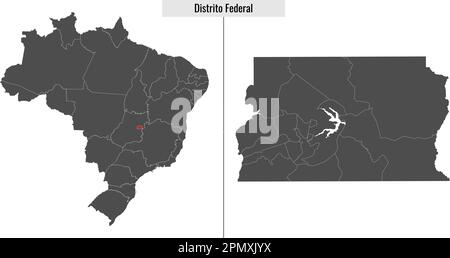 Carte de l'État fédéral du Brésil de Distrito et emplacement sur la carte brésilienne Illustration de Vecteur