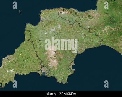 Devon, comté administratif d'Angleterre - Grande-Bretagne. Carte satellite haute résolution Banque D'Images