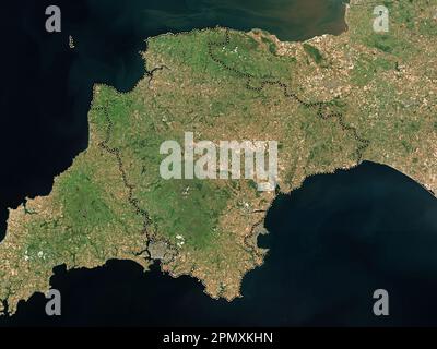 Devon, comté administratif d'Angleterre - Grande-Bretagne. Carte satellite basse résolution Banque D'Images