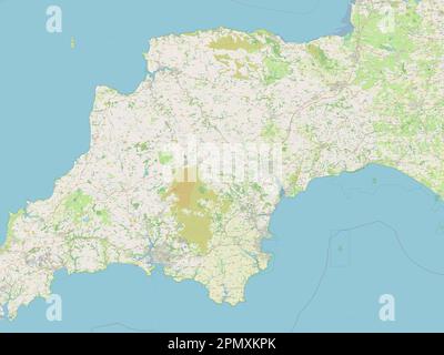 Devon, comté administratif d'Angleterre - Grande-Bretagne. Ouvrez la carte des rues Banque D'Images