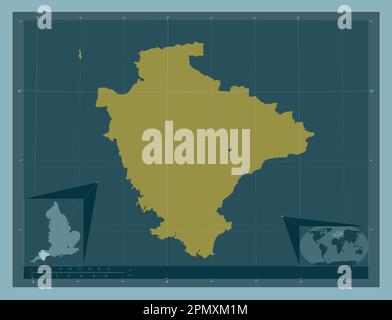 Devon, comté administratif d'Angleterre - Grande-Bretagne. Forme de couleur unie. Cartes d'emplacement auxiliaire d'angle Banque D'Images