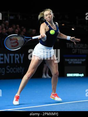 Alicia Barnett en Grande-Bretagne pendant le match de qualification de la coupe du Roi Jean Billie entre la Grande-Bretagne et la France à la Coventry Building Society Arena de Coventry. Date de la photo: Samedi 15 avril 2023. Banque D'Images
