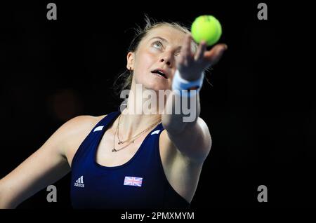 Alicia Barnett en Grande-Bretagne pendant le match de qualification de la coupe du Roi Jean Billie entre la Grande-Bretagne et la France à la Coventry Building Society Arena de Coventry. Date de la photo: Samedi 15 avril 2023. Banque D'Images