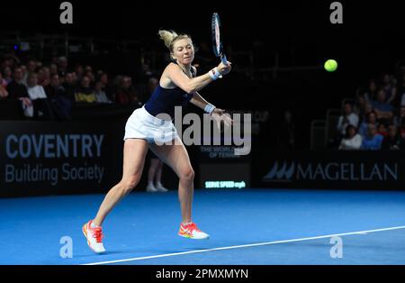 Alicia Barnett en Grande-Bretagne pendant le match de qualification de la coupe du Roi Jean Billie entre la Grande-Bretagne et la France à la Coventry Building Society Arena de Coventry. Date de la photo: Samedi 15 avril 2023. Banque D'Images