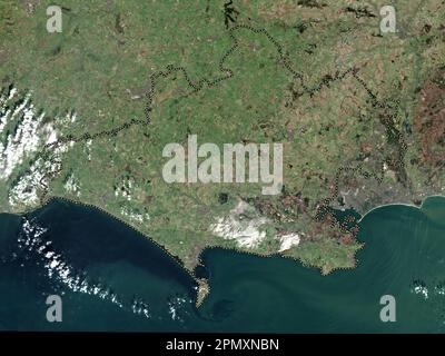 Dorset, comté administratif de l'Angleterre - Grande-Bretagne. Carte satellite basse résolution Banque D'Images