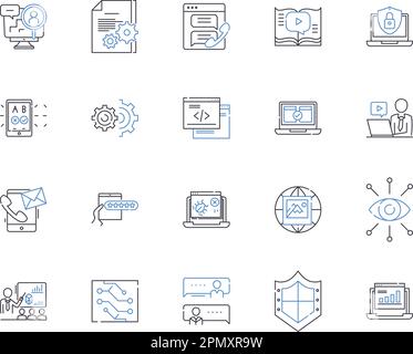 Collection d'icônes de contour de santé numérique. Numérique, santé, télésanté, eHealth, soins de santé, ensemble de concepts bien-être, mhealth vector et illustration Illustration de Vecteur