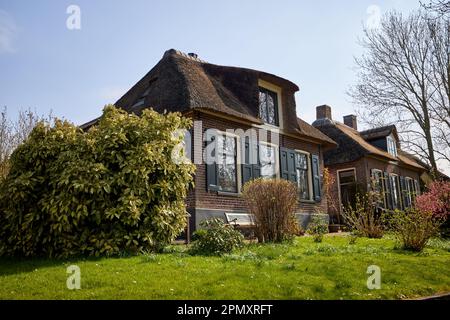 GIETHOORN, Pays-Bas - néerlandais typiques du comté de maisons et jardins Banque D'Images