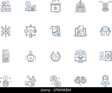 Collection d'icônes de contour d'argent. Espèces, richesse, fonds, pièces, monnaie, ensemble de concepts de revenu, de richesse et d'illustration. fortune, capital, payer linéaire Illustration de Vecteur