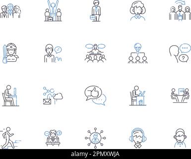Collection Empoyee Outline icons. Employé, personnel, travailleur, personnel, équipe, Ensemble de concepts Member, Associate Vector et Illustration. Collègue, personnel Illustration de Vecteur