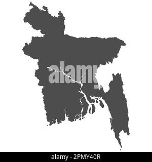 Carte isolée haute détaillée - Bangladesh Illustration de Vecteur