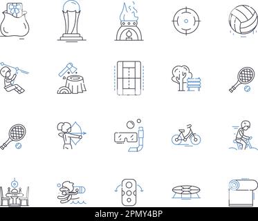 Collection Weekend et sport Outline Icons. Week-end, Sport, Loisirs, Loisirs, jouer, Jeux, Athletics vecteur et jeu de concepts d'illustration Illustration de Vecteur