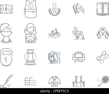 Collection Weekend et sport Outline Icons. Week-end, Sport, Loisirs, Loisirs, jouer, Jeux, Athletics vecteur et jeu de concepts d'illustration Illustration de Vecteur