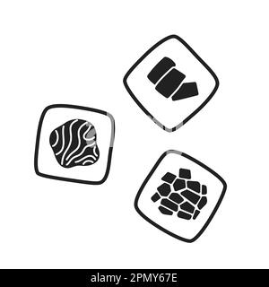 Trois rouleaux de maki avec un objet vectoriel plat monochromatique de poisson et de légumes Illustration de Vecteur