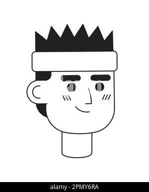 Homme souriant avec serre-tête monochromatique à tête vectorielle plate Illustration de Vecteur