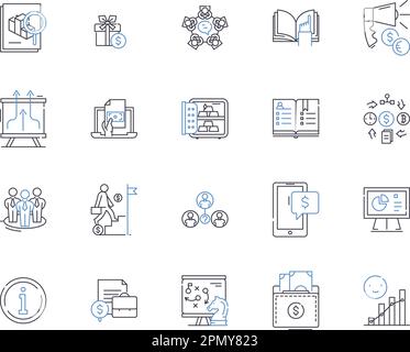 Collection d'icônes de contour des actions et des obligations. actions, obligations, investissements, titres, actions, dette, vecteur de marché et ensemble de concepts d'illustration. échange Illustration de Vecteur