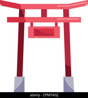 Grille rouge torii sur blanc Illustration de Vecteur