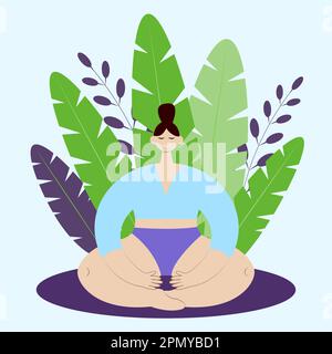 Temps de yoga. Pose de yoga. Femmes Sports exercice extérieur, Fitness, entraînement dans différentes poses, étirement. Illustration vectorielle Illustration de Vecteur