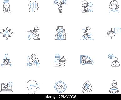 Collection d'icônes de contour d'avatars. Avatars, numérique, virtuel, Figures, en ligne, Identités, vecteur Bots et ensemble de concepts d'illustration. Caractères Illustration de Vecteur