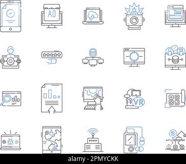 Collection d'icônes de contour d'apprentissage en profondeur. Deep, Learning, neural, Networks, ai, Ensemble de concepts machine, vecteur informatique et illustration. Vision Illustration de Vecteur