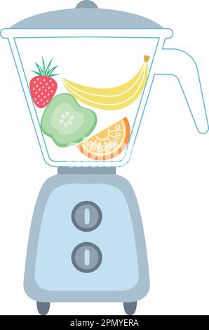 Cocktail de fruits frais bio dans un mixeur moderne sur blanc Illustration de Vecteur