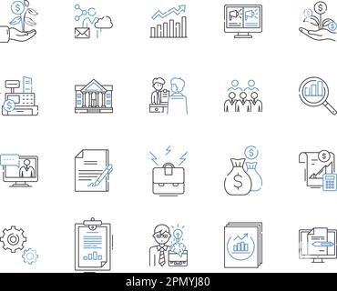 Collection d'icônes de contour Lean Management. Lean, gestion, efficacité, automatisation, déchets, Ensemble de concepts de processus, de vecteur de coût et d'illustration. Qualité Illustration de Vecteur