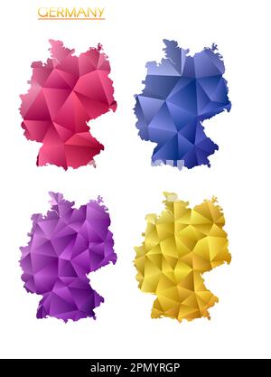 Ensemble de cartes polygonales vectorielles de l'Allemagne. Carte dégradée lumineuse du pays dans le style poly bas. Illustration de Vecteur
