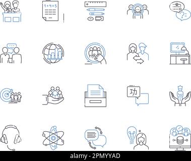 Collection d'icônes de contour de l'école et de l'éducation. École, éducation, apprendre, enseigner, étudier, Enseignants, Etudiant vecteur et jeu de concepts d'illustration. Classe Illustration de Vecteur