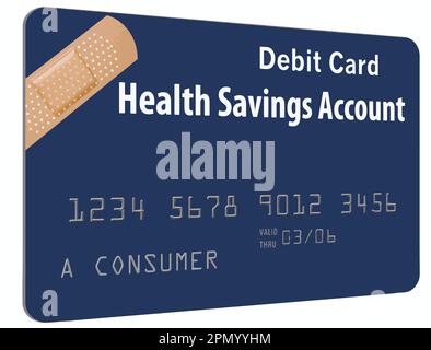 Voici un compte d'épargne santé, HSA, carte de débit pour payer des factures médicales par l'assurance médicale. C'est un vecteur. Illustration de Vecteur