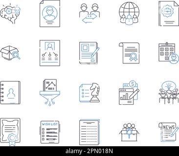 Collection d'icônes de contour de flux de documents. Document, flux, gestion, automatisation, suivi, Jeu de concepts Journal, vecteur système et illustration. Audit Illustration de Vecteur