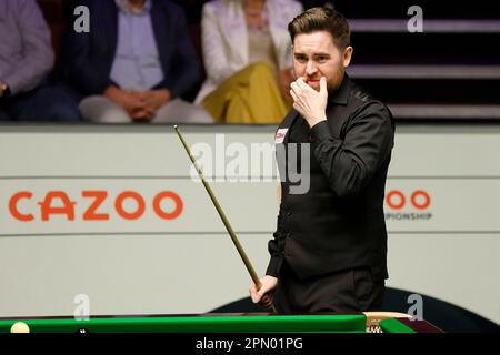 Jak Jones pendant la première journée du Championnat du monde de Snooker de Cazoo au Crucible Theatre, Sheffield. Date de la photo: Samedi 15 avril 2023. Banque D'Images