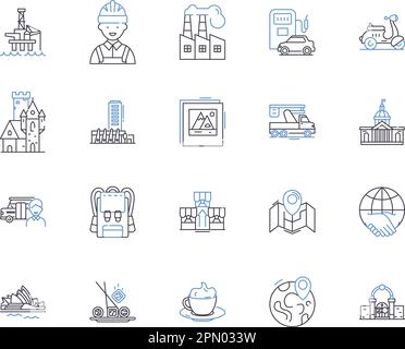 Collection d'icônes de présentation du secteur de la vente au détail. Vente au détail, commerce, marchandisage, magasinage, magasins, Prises de courant, Marketplaces vecteur et jeu de concepts d'illustration Illustration de Vecteur