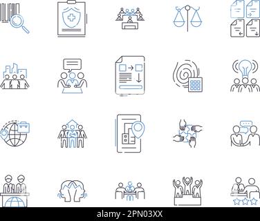 Collection hedge Fund Outline icons. Couverture, fonds, investissement, investissement, gestion, Manager, stratégies vecteur et illustration ensemble de concepts. Stratégie Illustration de Vecteur