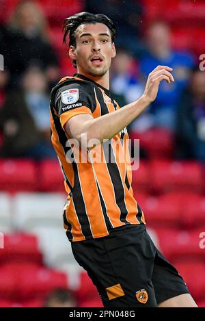 Blackburn, Royaume-Uni. 15th avril 2023. Jacob Greaves #4 de Hull City pendant le match de championnat Sky Bet Blackburn Rovers vs Hull City à Ewood Park, Blackburn, Royaume-Uni, 15th avril 2023 (photo de Ben Roberts/News Images) à Blackburn, Royaume-Uni le 4/15/2023. (Photo de Ben Roberts/News Images/Sipa USA) crédit: SIPA USA/Alay Live News Banque D'Images