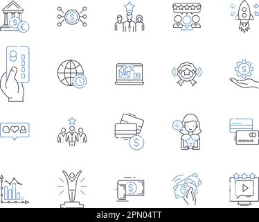 Collection d'icônes du cadre de réalisation financière. Richesse, prospérité, profit, épargne, investissement, Jeu de concepts capital, vecteur de valeur et illustration Illustration de Vecteur