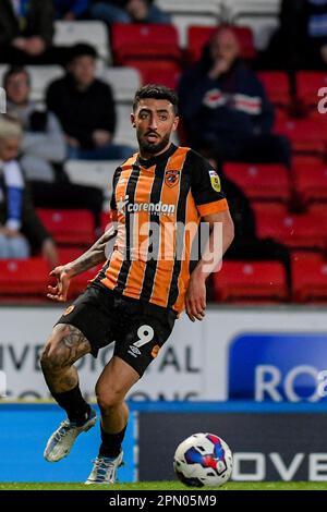 Blackburn, Royaume-Uni. 15th avril 2023. Allahyar Sayyadmanesh #9 de Hull City pendant le match de championnat Sky Bet Blackburn Rovers vs Hull City à Ewood Park, Blackburn, Royaume-Uni, 15th avril 2023 (photo de Ben Roberts/News Images) à Blackburn, Royaume-Uni le 4/15/2023. (Photo de Ben Roberts/News Images/Sipa USA) crédit: SIPA USA/Alay Live News Banque D'Images