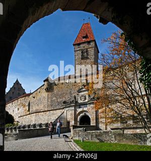 Veste Coburg, Pont en pierre, Portail principal, porte principale, Tour de porte, Ring Wall, Coburg, haute-Franconie, Bavière, Allemagne Banque D'Images