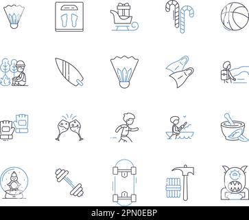 Collection Weekend et sport Outline Icons. Week-end, Sport, Loisirs, Loisirs, jouer, Jeux, Athletics vecteur et jeu de concepts d'illustration Illustration de Vecteur