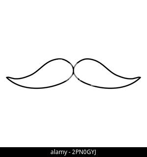 Ancienne moustache noire, logo ou icône de barbier, dessin vectoriel plat style doodle pour livre de coloriage pour enfants Illustration de Vecteur