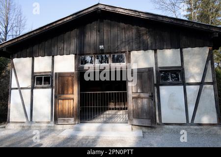 ancien crématorium construit à l'été 1940 après l'arrivée des prisonniers étrangers et l'augmentation du taux de mortalité Banque D'Images