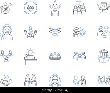 Collection d'icônes de contour de coaching d'entreprise. Entreprise, Coaching, formation, Professionnel, équipe, Leadership, vecteur commercial et concept d'illustration Illustration de Vecteur