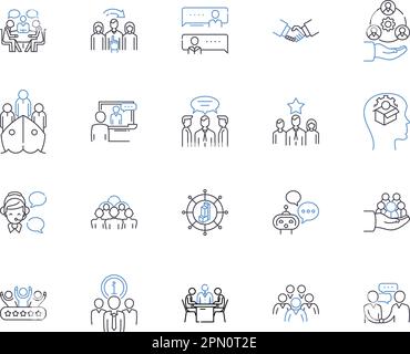 Les collaborateurs de la direction présentent une collection d'icônes. Gestion, collèges, éducation, institutions, apprentissage, Degrés, programmes vecteur et illustration Illustration de Vecteur